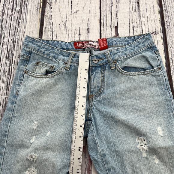 Lazer Jeans Junior Size 9 Distressed Denim Shorts Capri Light Wash Cotton - Picture 5 of 10